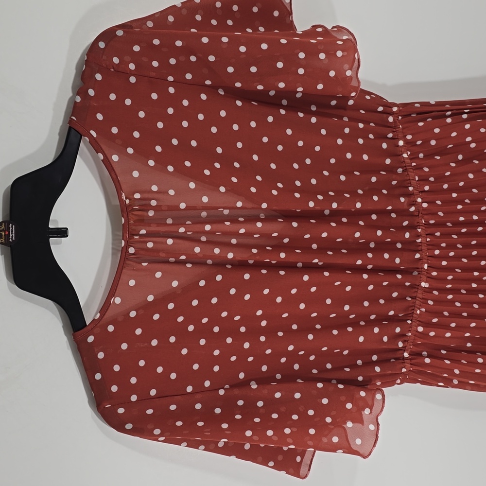 {Indigo Rose} Polka Dot Pleated Dress - Size MEDIUM - Picture 5 of 16